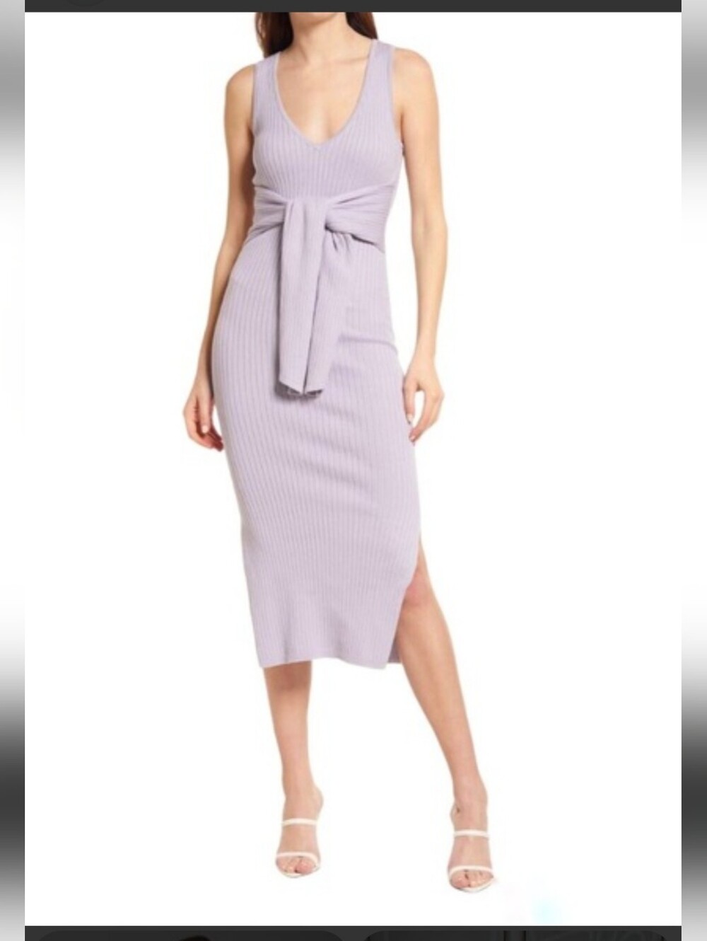 Good AmericanRib Knit Tie Waist Midi Dress Size 4